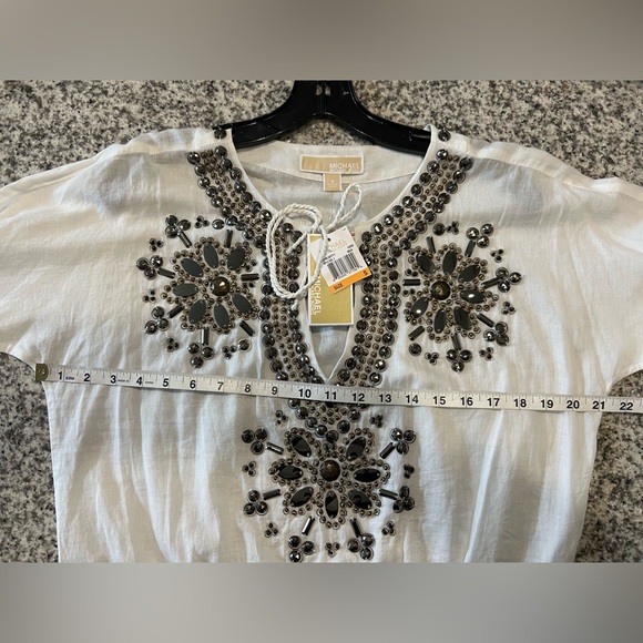 Michael Kors White With Embellishments Women’s Top Size Small - Picture 3 of 4